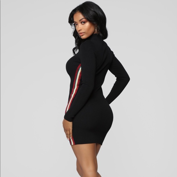 Black side stripe mini dress - Picture 4 of 7